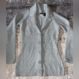 Moda International wool blend Light Gray Button-Up Cardigan women’s large